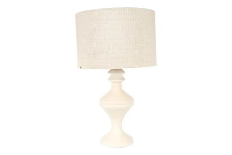 Modern table lamp with small white lampshade Stock Photos