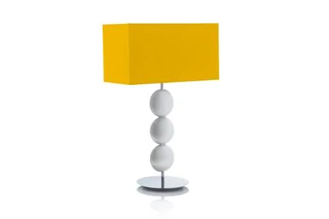 Modern table lamp with small white lampshade Stock Photos