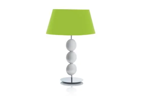 Modern table lamp with small white lampshade Stock Photos
