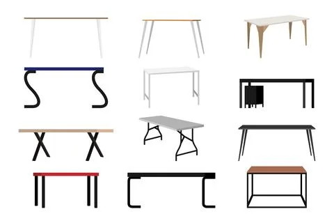 Modern table set for home office Stock Illustration