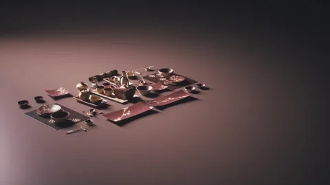 Modern table setting in brown style. Brown style for table settings Stock Footage 338275892