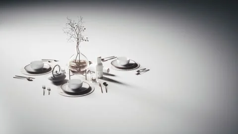 Modern table setting in white style. White style for table settings Stock Footage 338275945