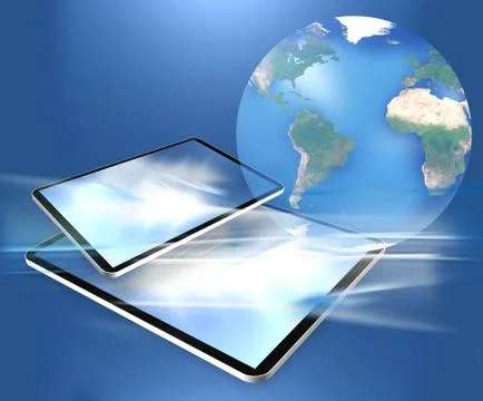 Modern tablet 3d and earth Stock Illustration