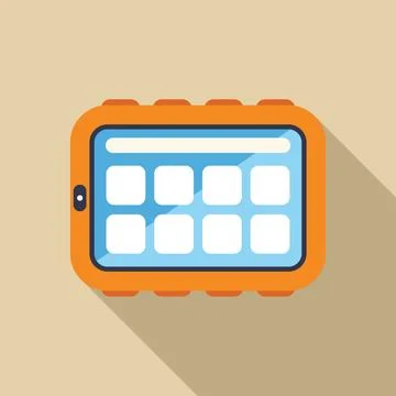 Modern tablet with blank screen displaying apps on desktop with long shadow Stock Illustration