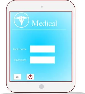 Modern tablet computer and virtual interface as medical concept Stock Illustration