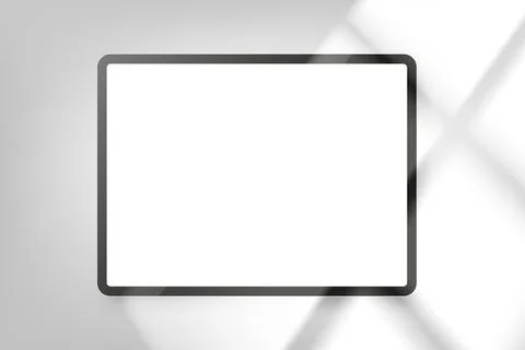 Modern tablet computer on bright background with window light. 3d vector mock Illustrazione stock