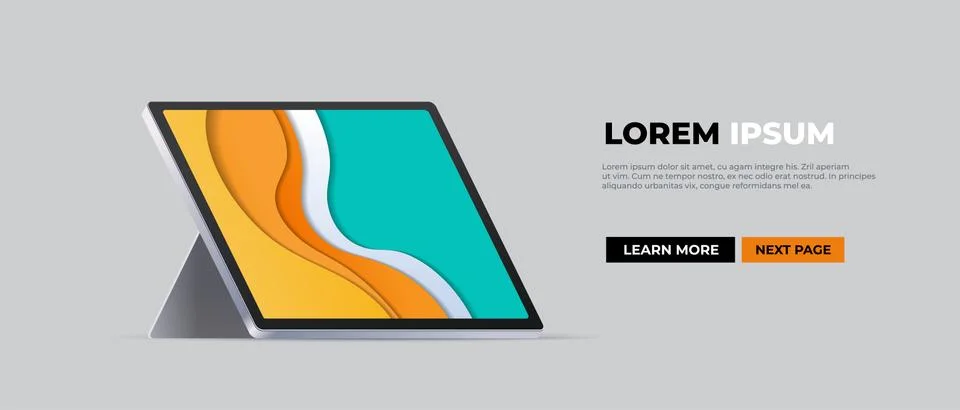 Modern tablet computer with colored screen realistic mockup gadgets and devices イラスト素材