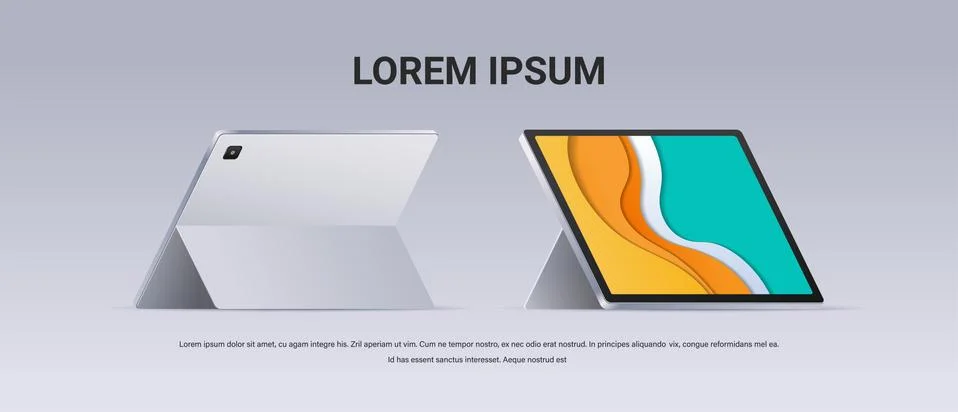 Modern tablet computer front and back view realistic mockup gadgets and devices 스톡 일러스트