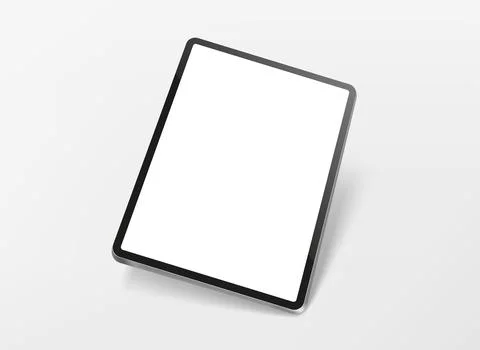 Modern tablet computer in perspective with blank screen. Realistic layered ve Stock Illustration