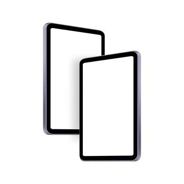Modern Tablet Computers Mockups with Blank Screens, Side View Stock Illustration