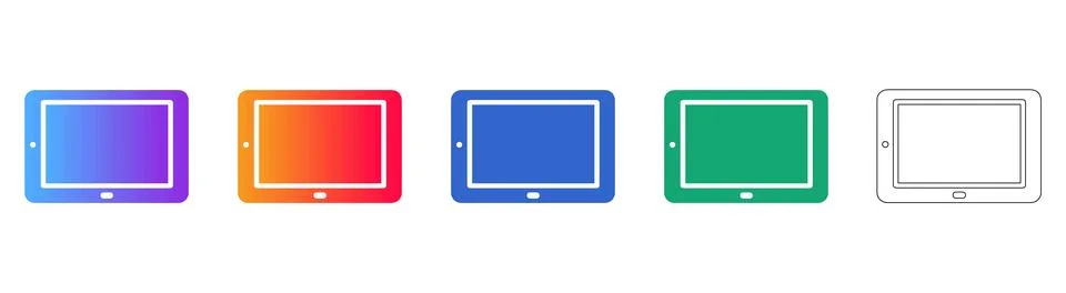 Modern Tablet Device Icons Digital Technology and Mobility Stock Illustration