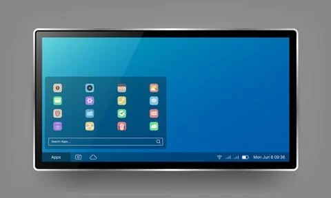 Modern Tablet Device User Interface With Application Dashboard Stock Illustration
