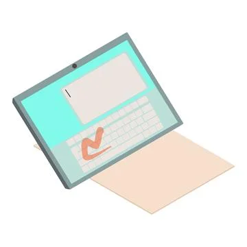 Modern tablet icon isometric vector. Digital tablet and white paper sheet icon Stock Illustration