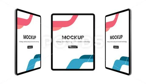Modern tablet with isolated screen and background for customizable mockups PSD Template