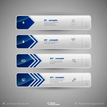 Modern tabs as design elements. Business symbols. Illustrazione stock