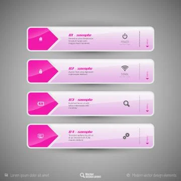 Modern tabs as design elements. Business symbols. Illustrazione stock