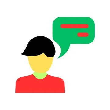 Modern Talking Man With Speech Bubble Flat Icon Illustration Stock Illustration