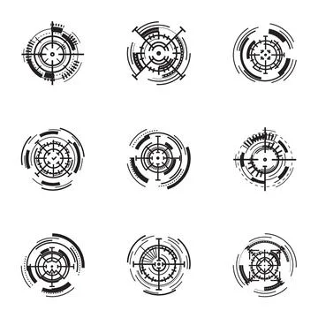 Modern target aim icon set, simple style Stock Illustration