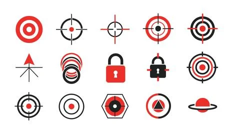 Modern target and security lock icons for user interface and gaming applica.. Stock Illustration