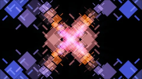 Modern Target Point Kaleidoscope Rotating Particle Form Background Stock Footage 101694501