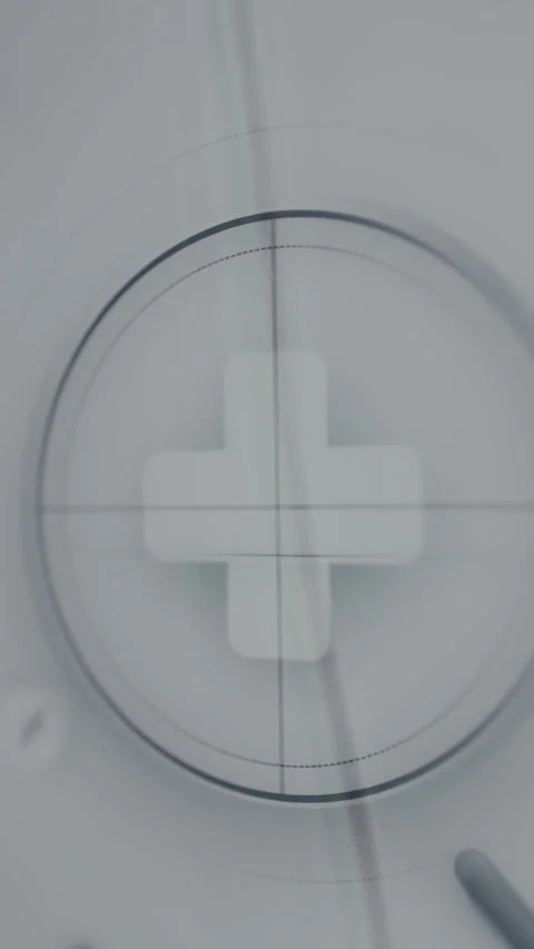 Modern target symbol featuring a plus sign in the center, medical concept Stock Footage 335891277