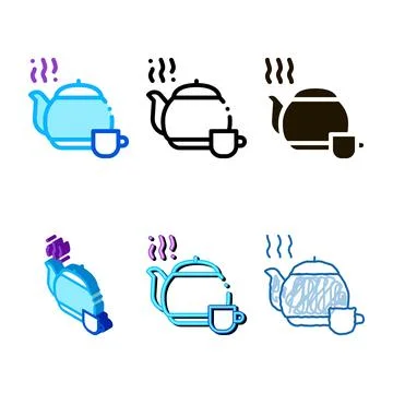 Modern tea teapot icon vector outline 스톡 일러스트