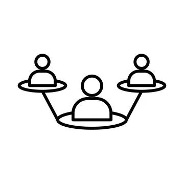 Modern teamwork icon linear logo mark in black and white Stock Illustration
