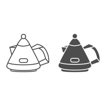 Modern teapot line and solid icon, kitchenware concept, Tea kettle sign on white Stock Illustration