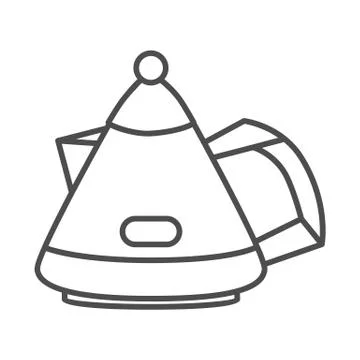 Modern teapot thin line icon, kitchenware concept, Tea kettle sign on white Stock Illustration