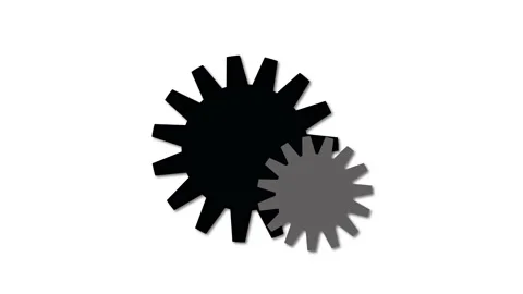 Modern tech animation. Two animated gears symbolizing system processes. Sim.. Stock Footage 313428479