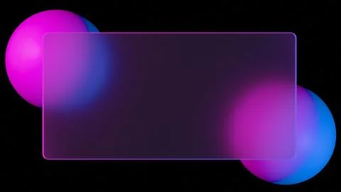 Modern tech background with glowing magenta and blue neon spheres behind a Illustrazione stock