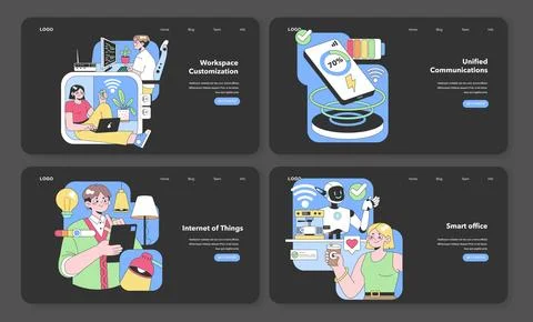 Modern Tech Concepts set. Flat vector illustration Stock Illustration