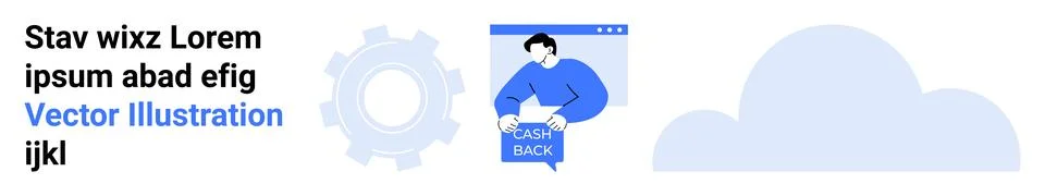 Modern Tech Elements Cloud Computing, Gear, and Feedback Vector Art Stock Illustration