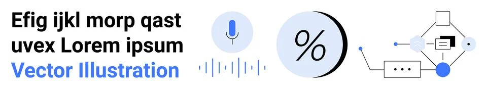 Modern Tech Elements with Microphone, Percentage, and Lab Analysis Theme Stockillustratie
