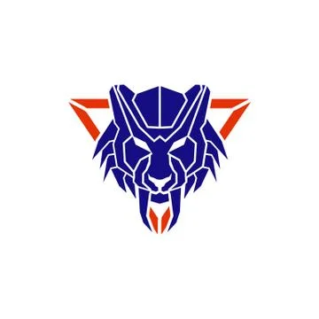 Modern tech geometric saber tooth tiger vector icon 스톡 일러스트