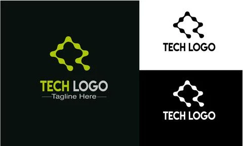 Modern Tech Logo - Abstract Molecule Data Network Connection IT Corporate Icon Stock Illustration