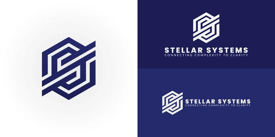 Modern tech logo featuring a geometric SS monogram. Stock Illustration