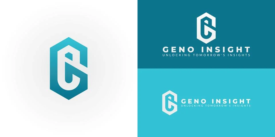 Modern tech logo featuring the initial GI within a hexagonal form. Stock Illustration