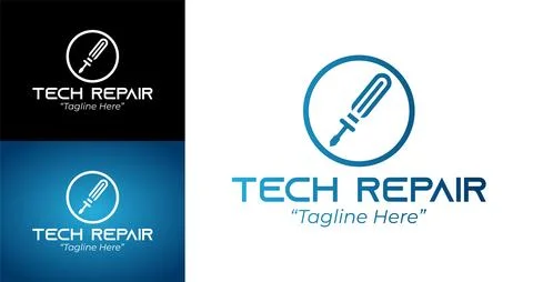 Modern Tech Repair Logo 스톡 일러스트