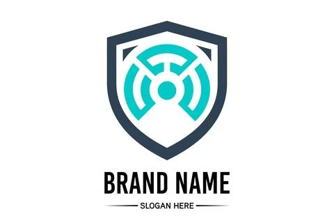 Modern Tech Shield Network Security Logo Stock Illustration