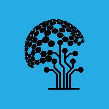 Modern tech tree design symbolizing growth, connection, and innovation in a.. Stock Illustration