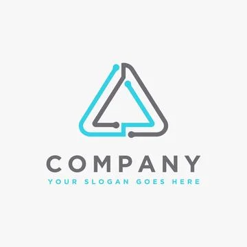 Modern techie triangle link connection logo icon vector template Stock Illustration