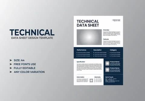 Modern Technical Data Sheet Design Template Иллюстрация
