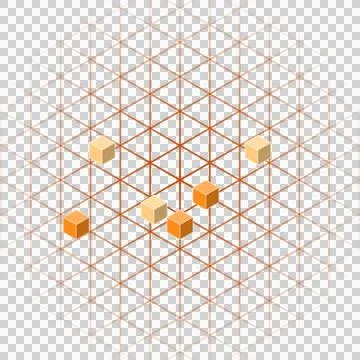 Modern technical triangular grid with cubes transparent PNG Stock Photos