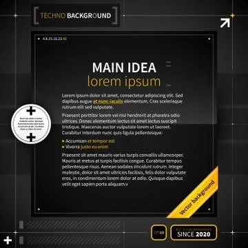 Modern techno background with black square. EPS10. Stock Illustration