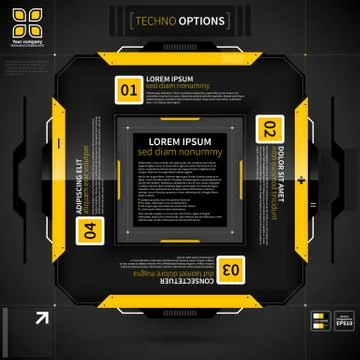 Modern techno layout with 4 options. Stock Illustration
