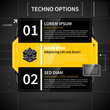 Modern techno layout with main idea and two options. Stock Illustration