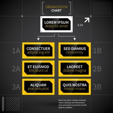 Modern techno organization chart template. Stock Illustration