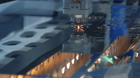 Modern Technological Cnc Cutting Power Metallic Ironwork Object Hot Gas Closeup 库存影片 138428921