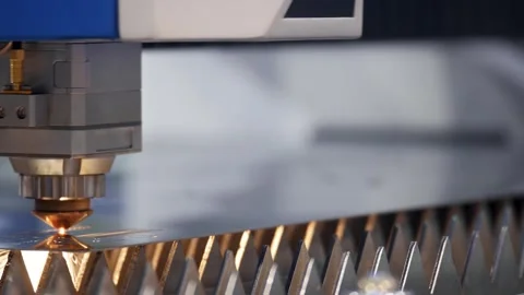 Modern Technological Cnc Cutting Power on Metallic Ironwork Object Hot Gas Stock Footage 248966766